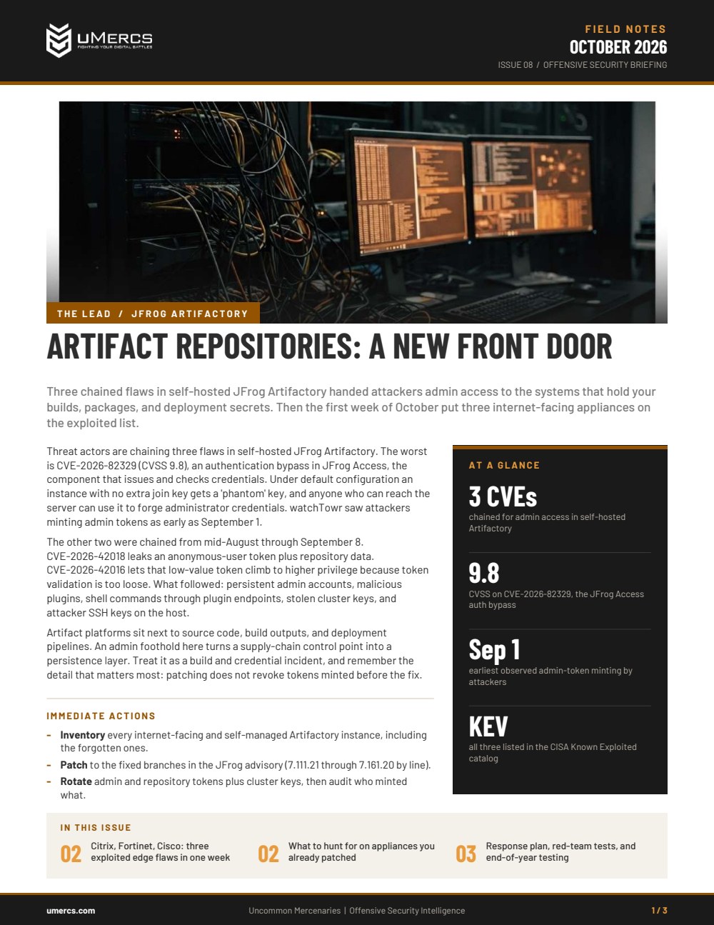 uMercs Field Notes October 2026 newsletter cover